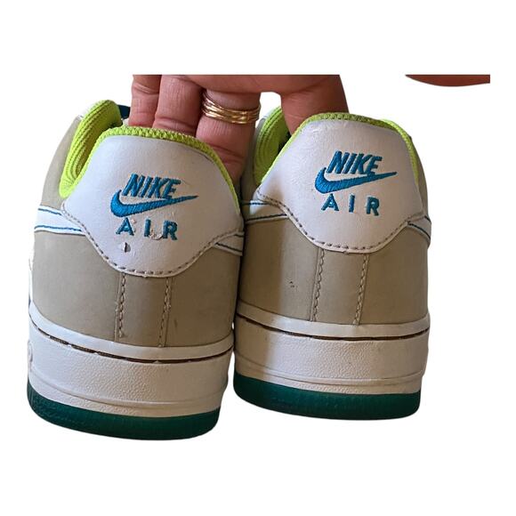 Vtg 2007 Nike Air Force 1 Low 07 Net Plaid 315115-114 Volt Blue Wmns Size 7 Rare - Picture 9 of 12